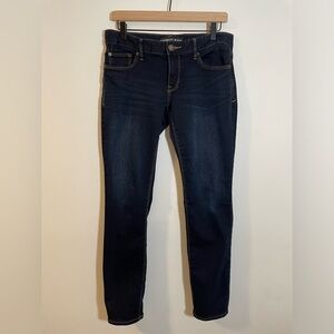 Express Super Soft Super Skinny Low Rise Blue Jean Size 6 Stretchy Dark Wash EUC